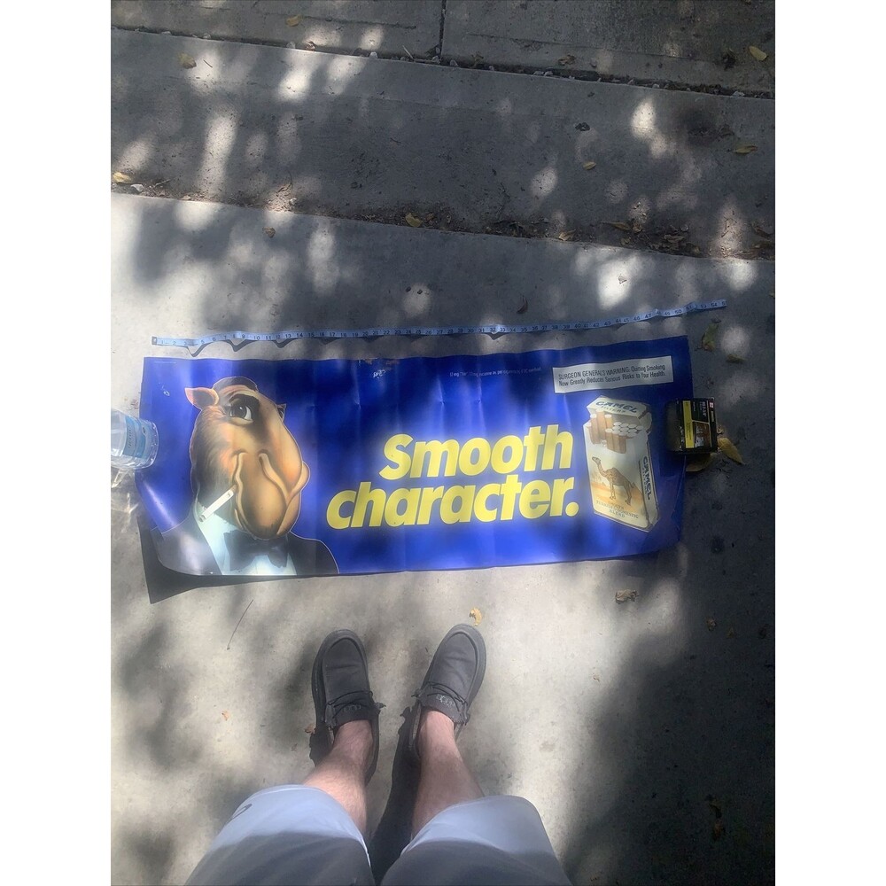 Vintage 1970s-80s Camel Joe Smooth Character Advertising Plastic Sign USA 47x18